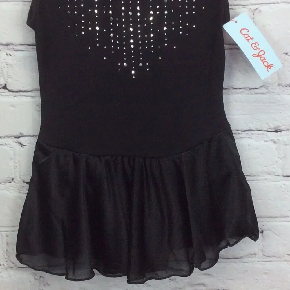 Cat & Jack Girls Tank Leotard Black Ballet Dance Gymnastics Bodysuit Sz S (6/6x)